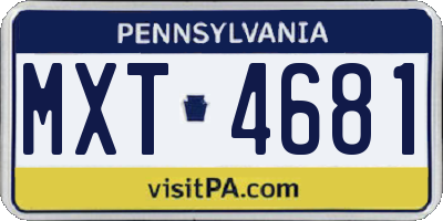 PA license plate MXT4681