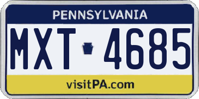 PA license plate MXT4685