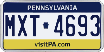 PA license plate MXT4693