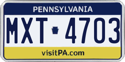 PA license plate MXT4703