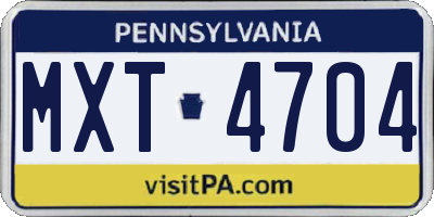PA license plate MXT4704