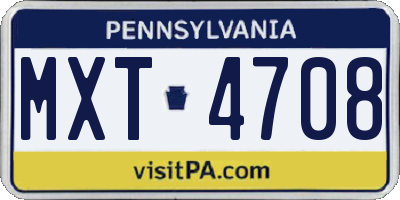 PA license plate MXT4708