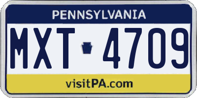 PA license plate MXT4709