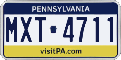 PA license plate MXT4711