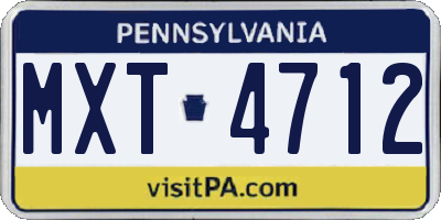 PA license plate MXT4712