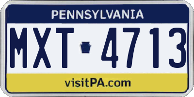 PA license plate MXT4713