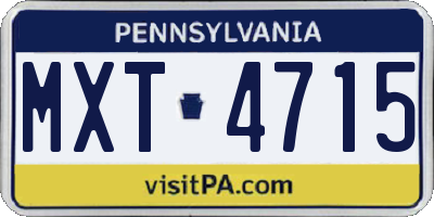 PA license plate MXT4715