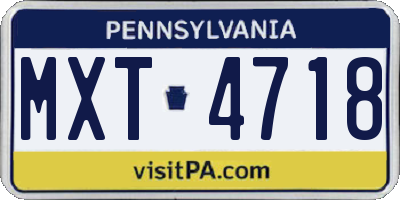 PA license plate MXT4718