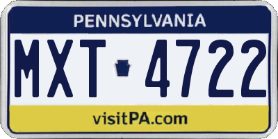 PA license plate MXT4722