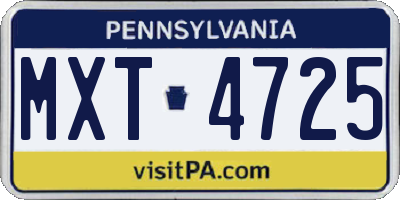 PA license plate MXT4725