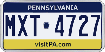 PA license plate MXT4727