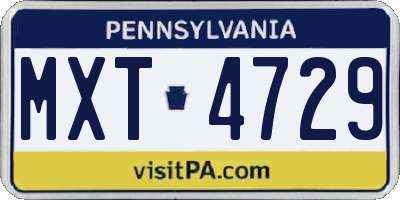 PA license plate MXT4729