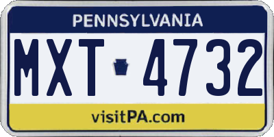PA license plate MXT4732