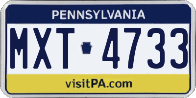 PA license plate MXT4733