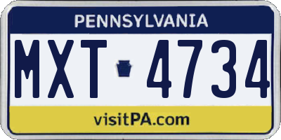PA license plate MXT4734