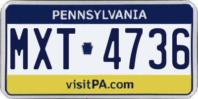 PA license plate MXT4736