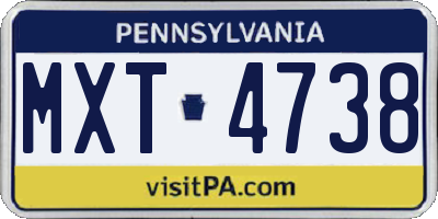 PA license plate MXT4738
