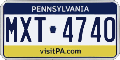 PA license plate MXT4740