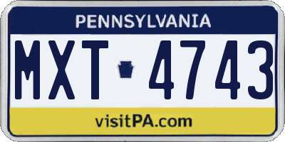 PA license plate MXT4743