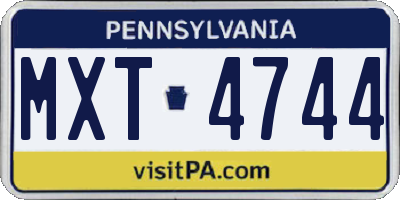 PA license plate MXT4744