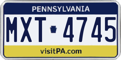 PA license plate MXT4745