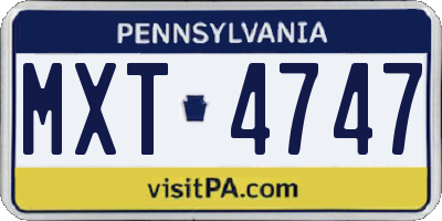 PA license plate MXT4747