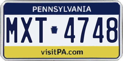 PA license plate MXT4748