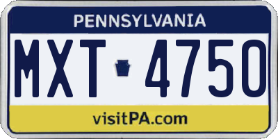 PA license plate MXT4750