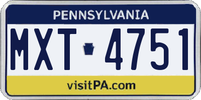 PA license plate MXT4751