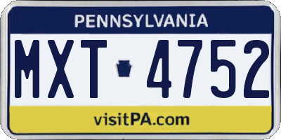 PA license plate MXT4752
