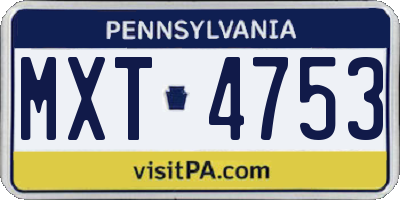 PA license plate MXT4753