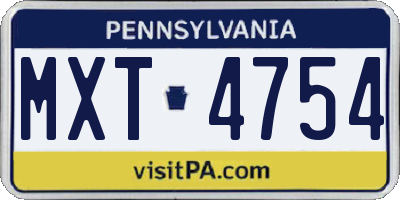 PA license plate MXT4754