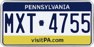 PA license plate MXT4755