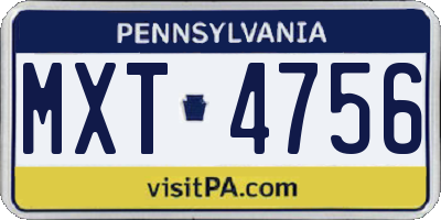 PA license plate MXT4756
