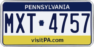 PA license plate MXT4757