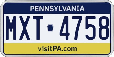 PA license plate MXT4758