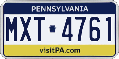 PA license plate MXT4761