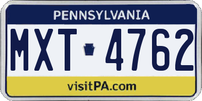 PA license plate MXT4762