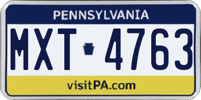PA license plate MXT4763