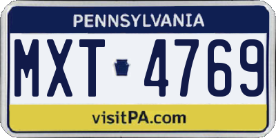 PA license plate MXT4769