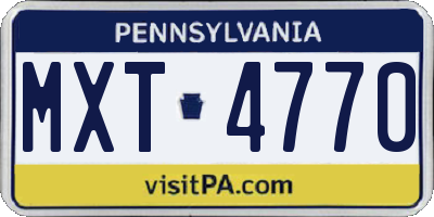 PA license plate MXT4770