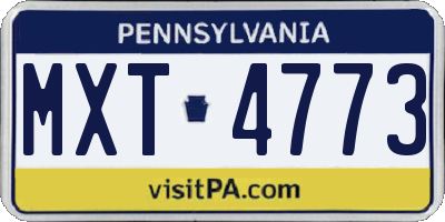 PA license plate MXT4773