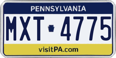 PA license plate MXT4775