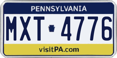 PA license plate MXT4776