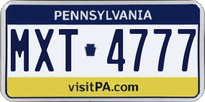 PA license plate MXT4777