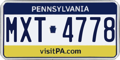 PA license plate MXT4778