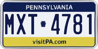 PA license plate MXT4781
