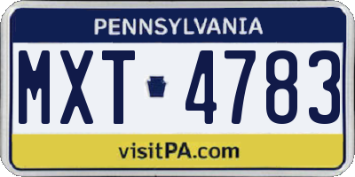 PA license plate MXT4783