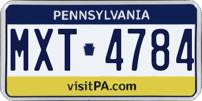 PA license plate MXT4784