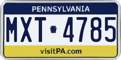 PA license plate MXT4785